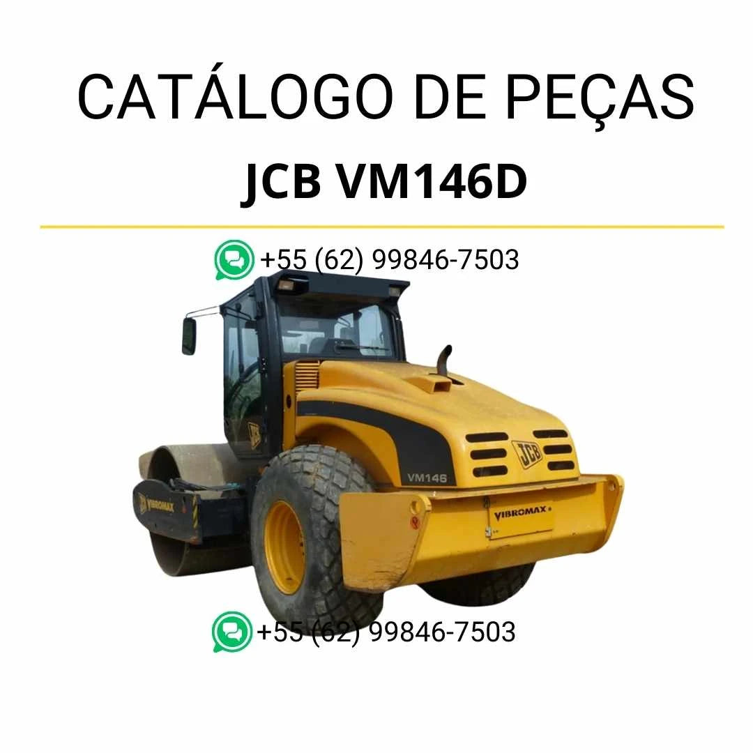 Catálogo de peças JCB VM146D Vibromax VM em PDF, com ilustrações técnicas e identificação completa dos componentes do compactador