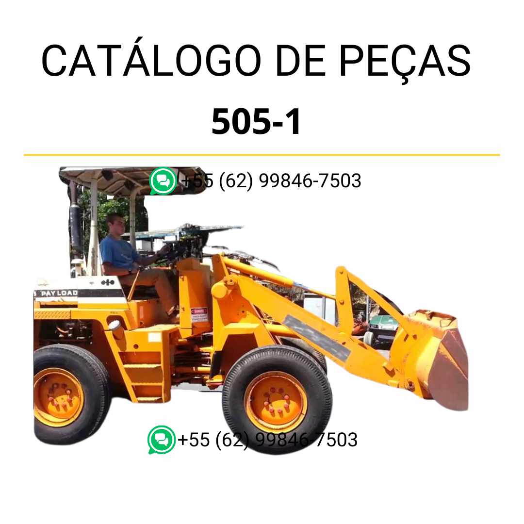 Catálogo de peças Komatsu 505-1 em PDF, com esquemas técnicos e detalhamento dos componentes utilizados na carregadeira de rodas