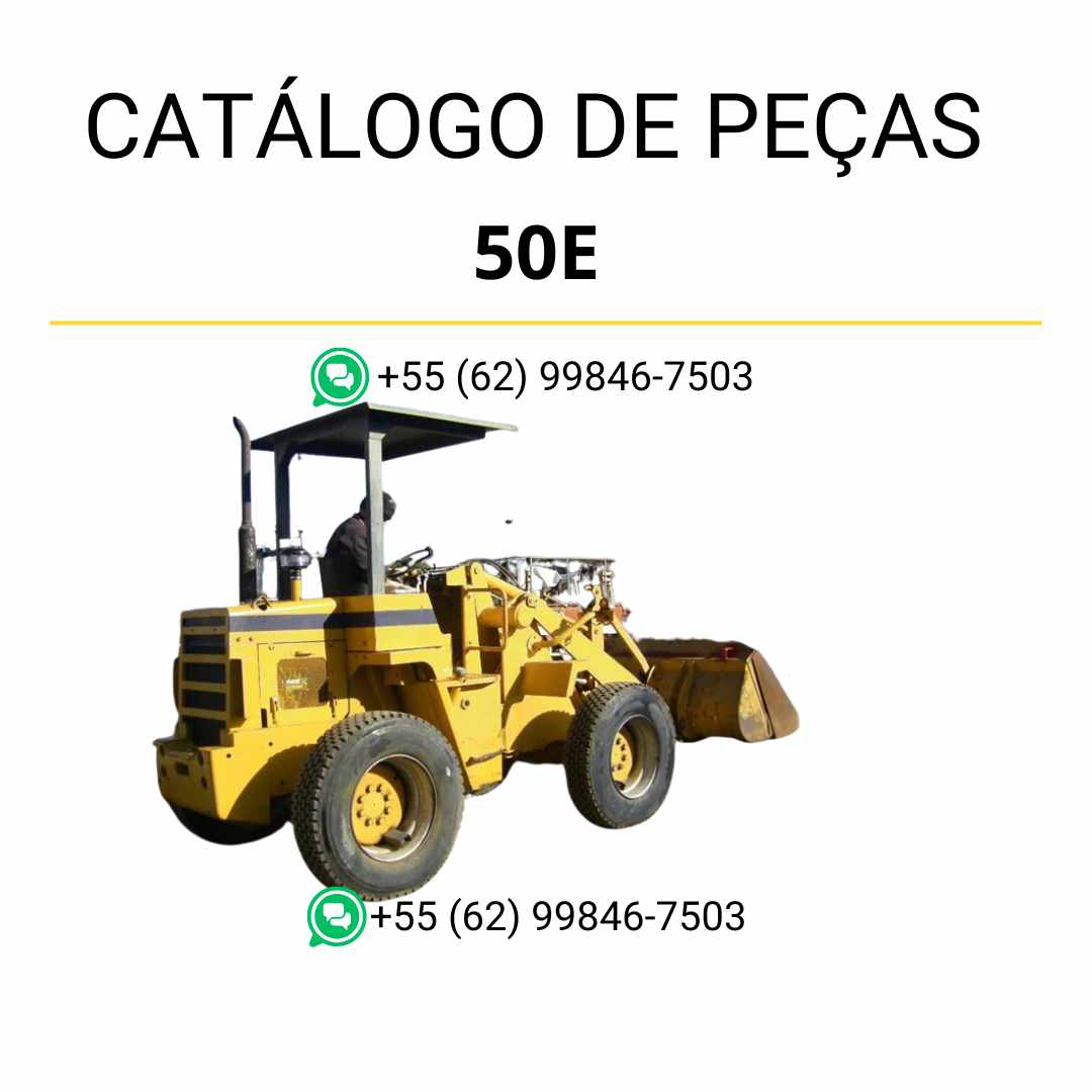 Catálogo de peças Komatsu 50E e 50E Super em PDF, com ilustrações técnicas e identificação completa dos componentes das carregadeiras de rodas