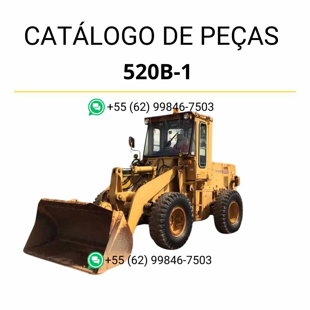 Catálogo de peças Komatsu 520B-1 em PDF, com esquemas técnicos e identificação detalhada dos componentes da carregadeira de rodas