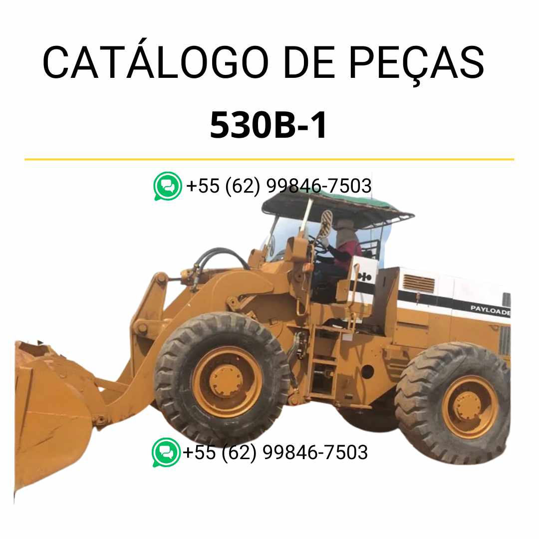 Catálogo de peças Komatsu 530B-1 em PDF, com ilustrações técnicas e identificação detalhada dos componentes da carregadeira de rodas
