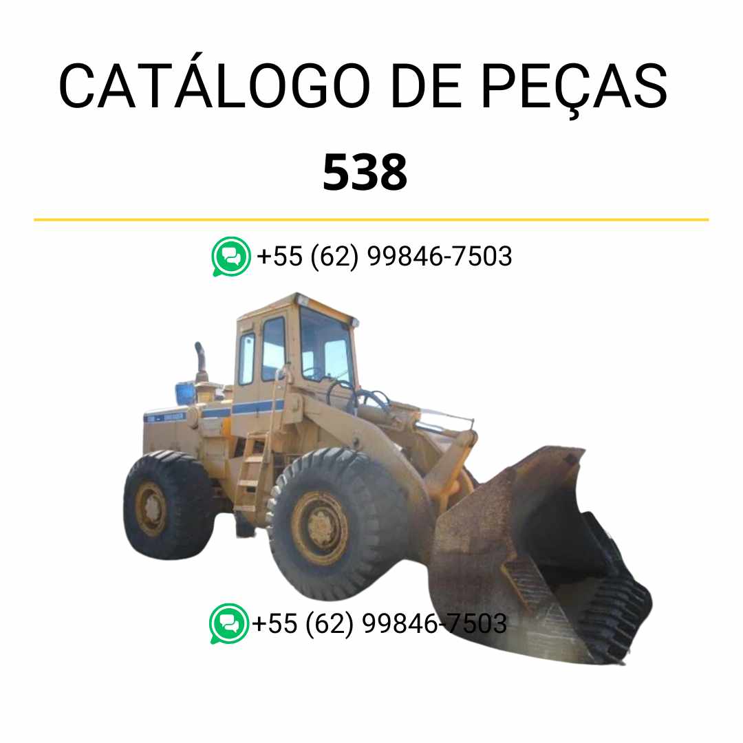 Catálogo de peças Komatsu 538 em PDF, com ilustrações técnicas e organização completa dos componentes da carregadeira de rodas
