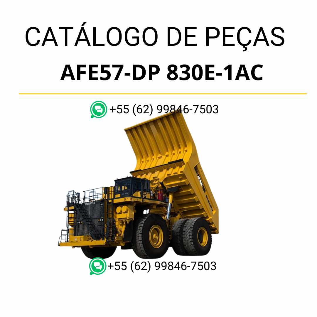Catálogo de peças Komatsu 830E-1AC em PDF, com vistas explodidas e informações técnicas para identificação correta dos componentes do caminhão basculante