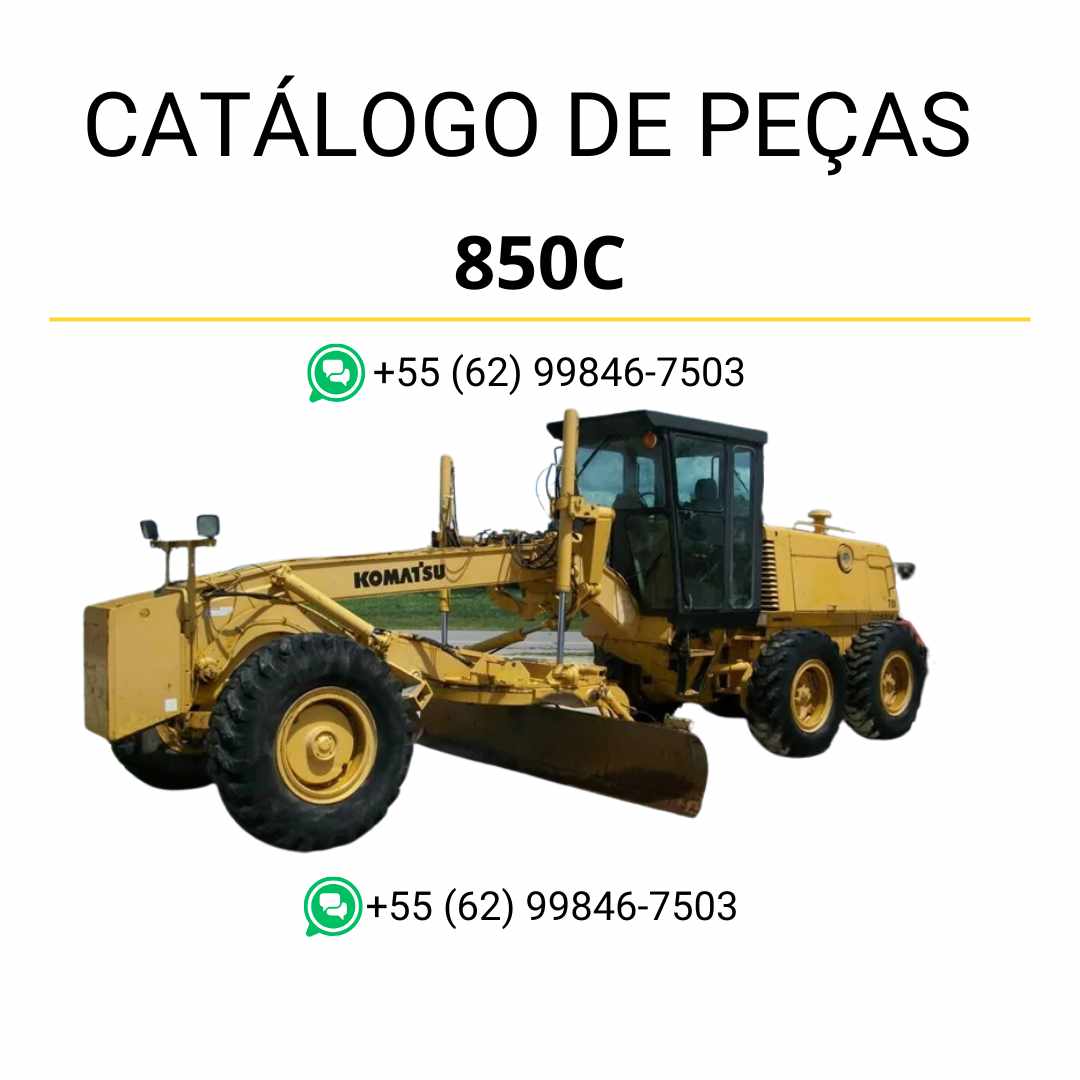 Catálogo de peças Komatsu 850B, 850C e 870 em PDF, com ilustrações técnicas e identificação completa dos componentes da motoniveladora.