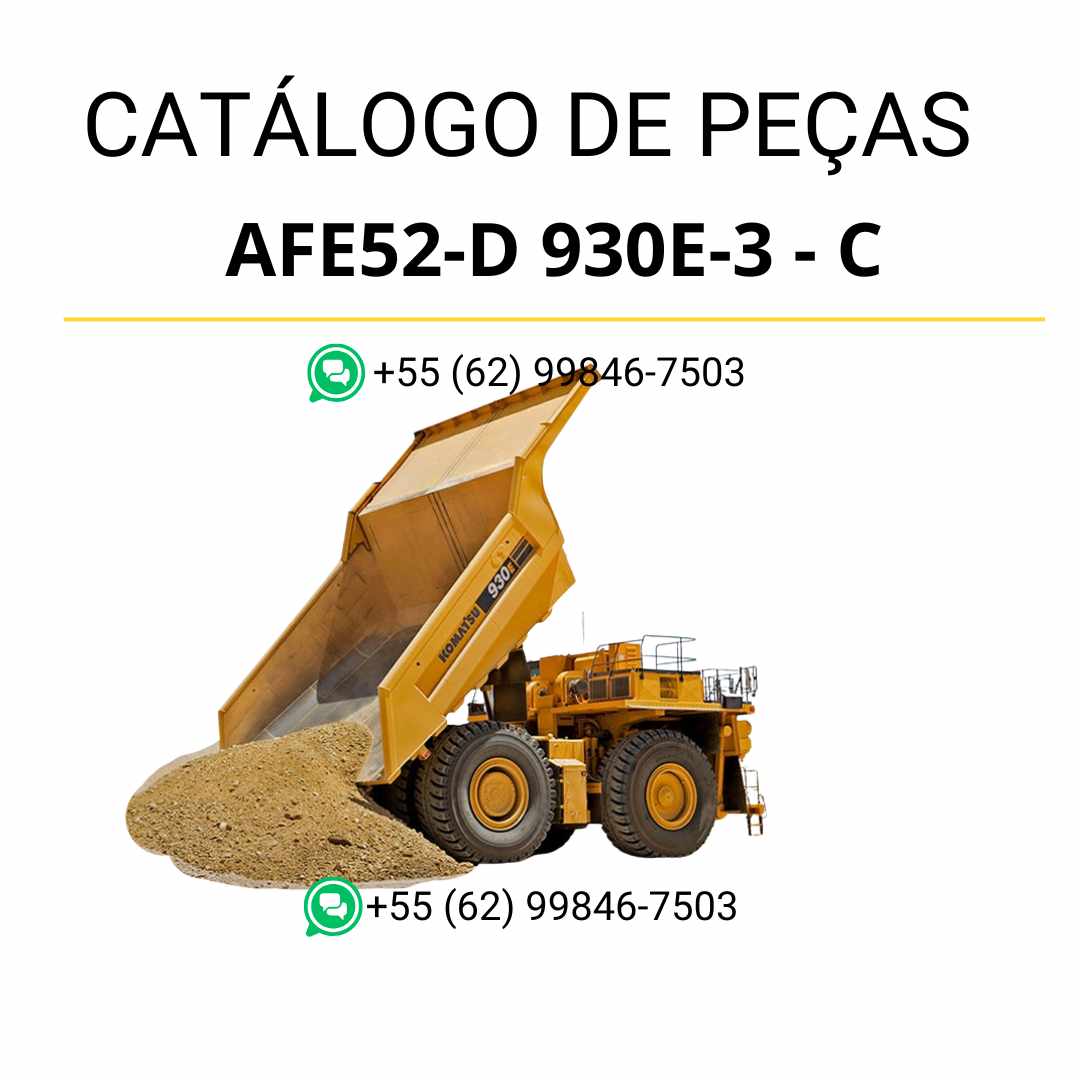 Catálogo de peças PDF Komatsu 930E-3 AFE52-D, com esquemas técnicos e listagem organizada dos componentes do caminhão basculante