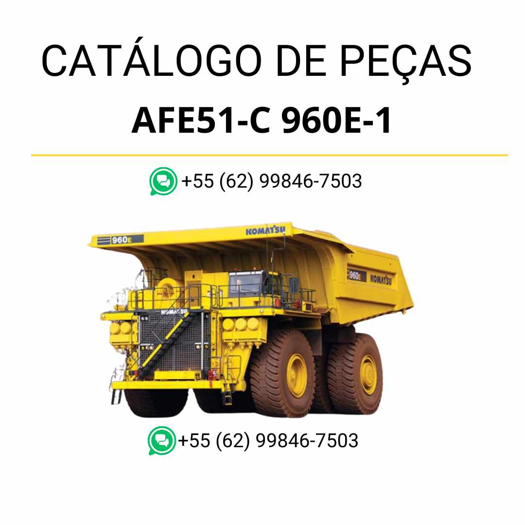 Catálogo de peças Komatsu 960E-1 AFE51-C em PDF, com ilustrações técnicas e identificação completa dos componentes do caminhão basculante