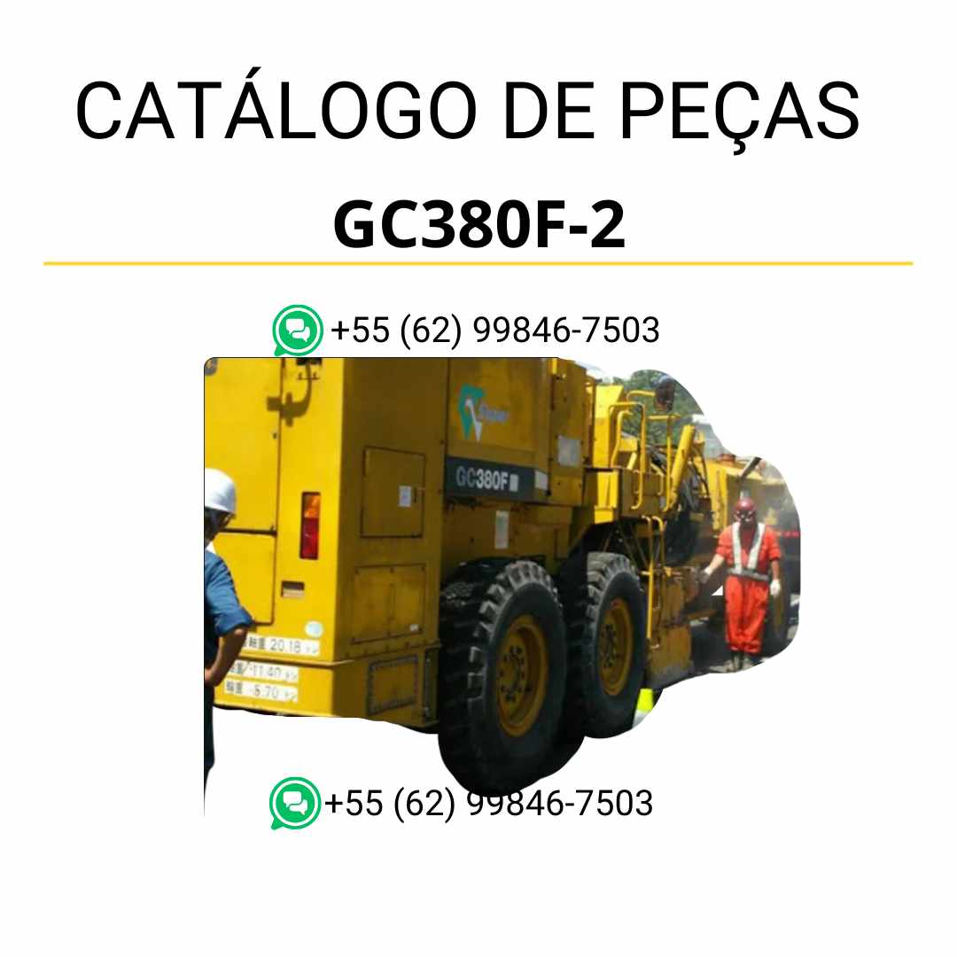 Catálogo de peças Komatsu GC380F-1A em PDF para road cutters, com ilustrações técnicas detalhadas e lista completa de componentes originais