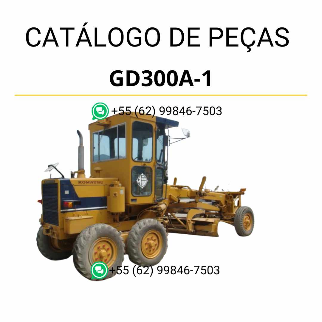 Catálogo de peças Komatsu GD300A-1 em PDF, com diagramas técnicos e identificação completa dos componentes da motoniveladora.