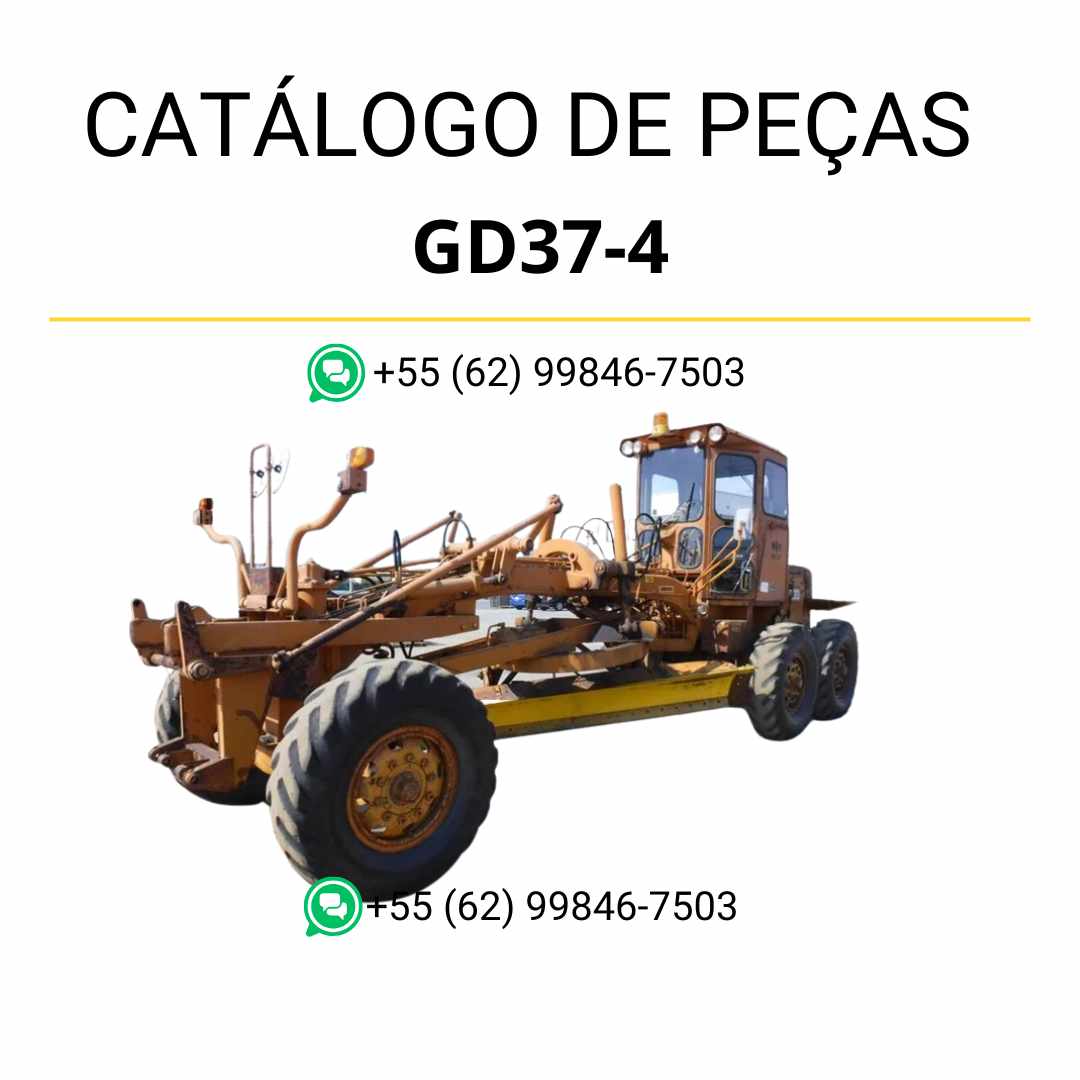 Catálogo de peças Komatsu GD37-4 em PDF, com ilustrações técnicas e identificação organizada dos componentes da motoniveladora.