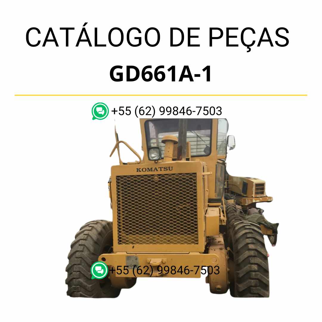 Catálogo de peças Komatsu GD661A-1 em PDF para motoniveladoras, com diagramas técnicos precisos e lista detalhada de componentes originais