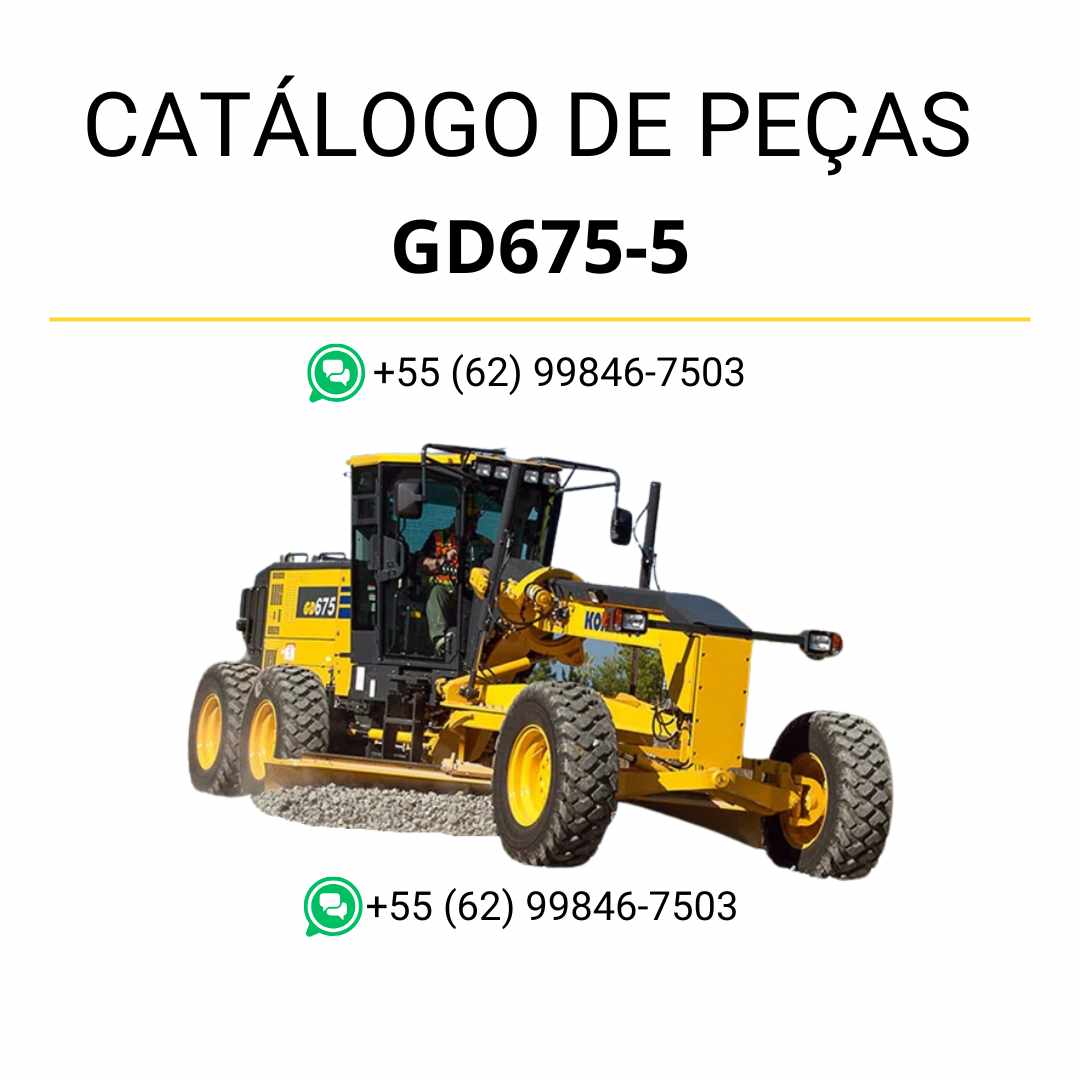 Catálogo de peças Komatsu GD675-5 em PDF para motoniveladoras, com diagramas detalhados e identificação precisa de componentes originais