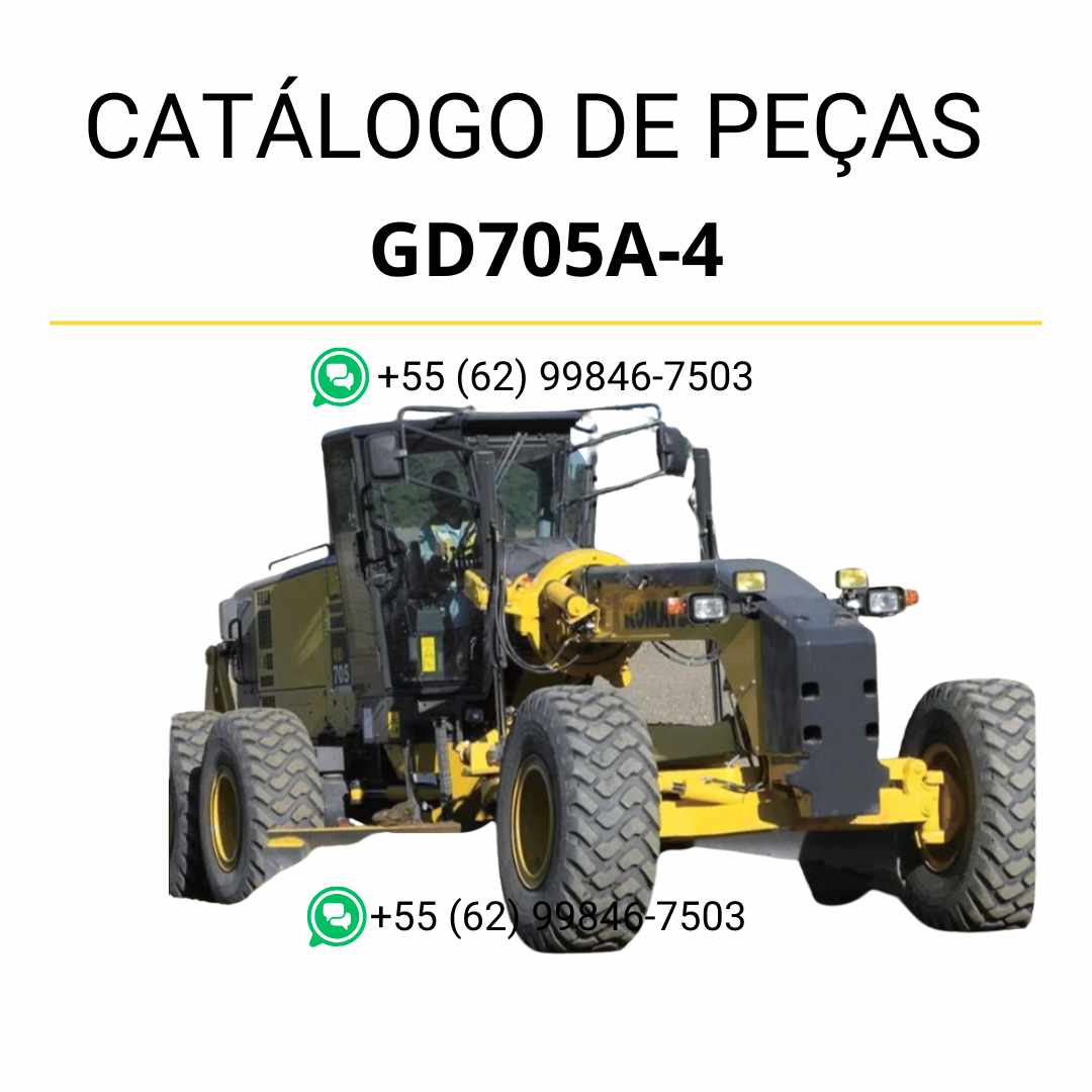 Catálogo de peças Komatsu GD705A-4 em PDF para motoniveladoras, com ilustrações detalhadas e identificação completa de componentes originais