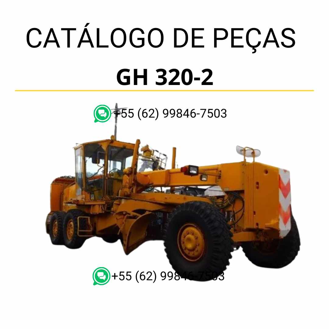 Catálogo de peças Komatsu GH 320-2 em PDF para motoniveladoras, contendo diagramas detalhados e lista completa de componentes originais