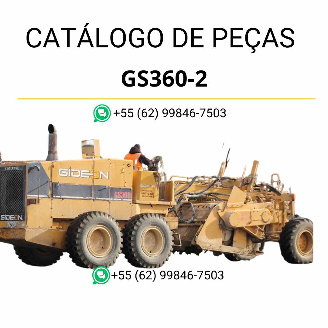 Catálogo de peças Komatsu GS360-2 em PDF, com ilustrações técnicas e identificação detalhada dos componentes dos estabilizadores de roda.