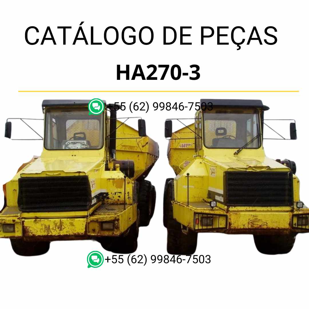 Catálogo de peças Komatsu HA270-3 em PDF com ilustrações técnicas e lista de componentes para caminhões basculantes