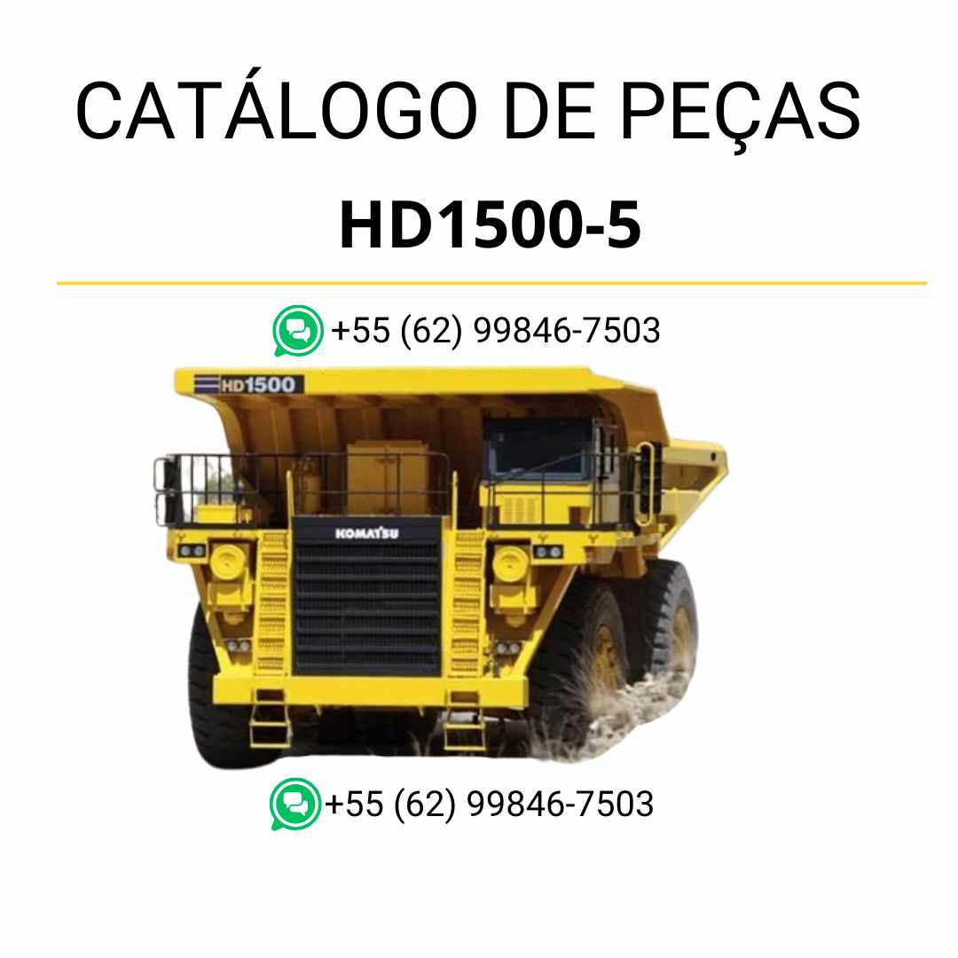 Catálogo de peças Komatsu HD1500-5 em PDF com vistas explodidas e relação técnica de componentes do caminhão basculante