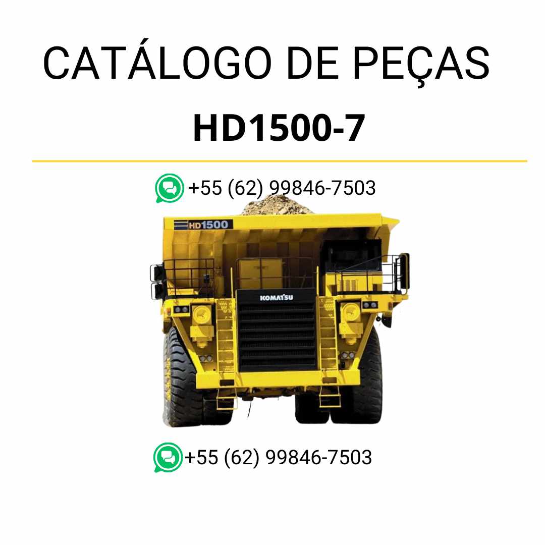 Catálogo de peças Komatsu HD1500-7 em PDF com ilustrações técnicas detalhadas e identificação de componentes para caminhões basculantes