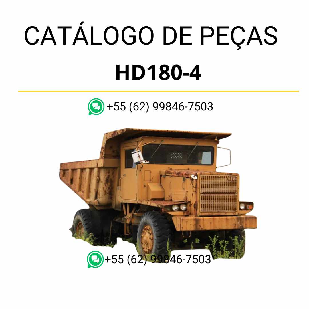 Catálogo de peças Komatsu HD180-4 em PDF com vistas técnicas e identificação de conjuntos e componentes do caminhão basculante