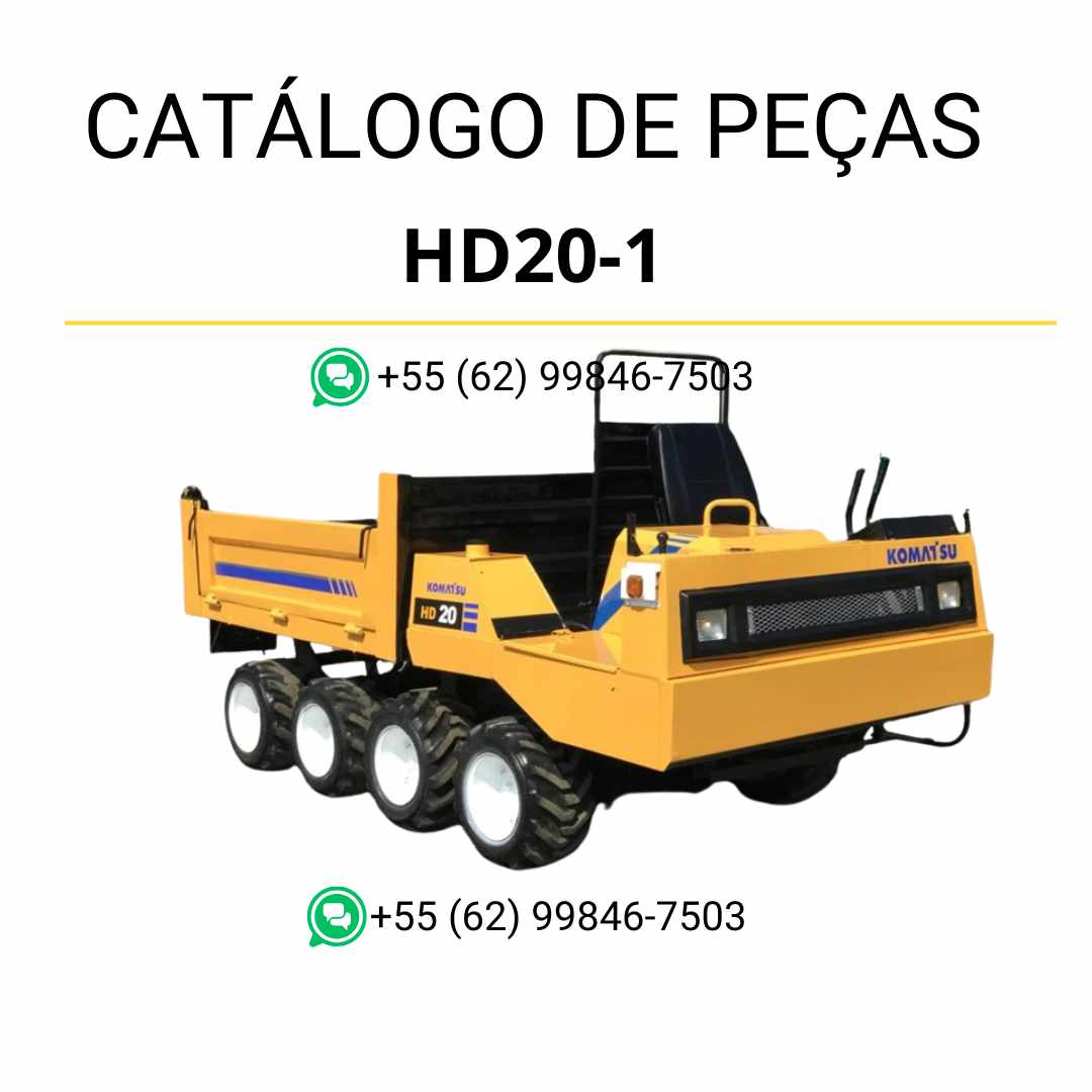 Catálogo de peças Komatsu HD20-1 em PDF com esquemas técnicos e identificação precisa de conjuntos e peças para caminhões basculantes