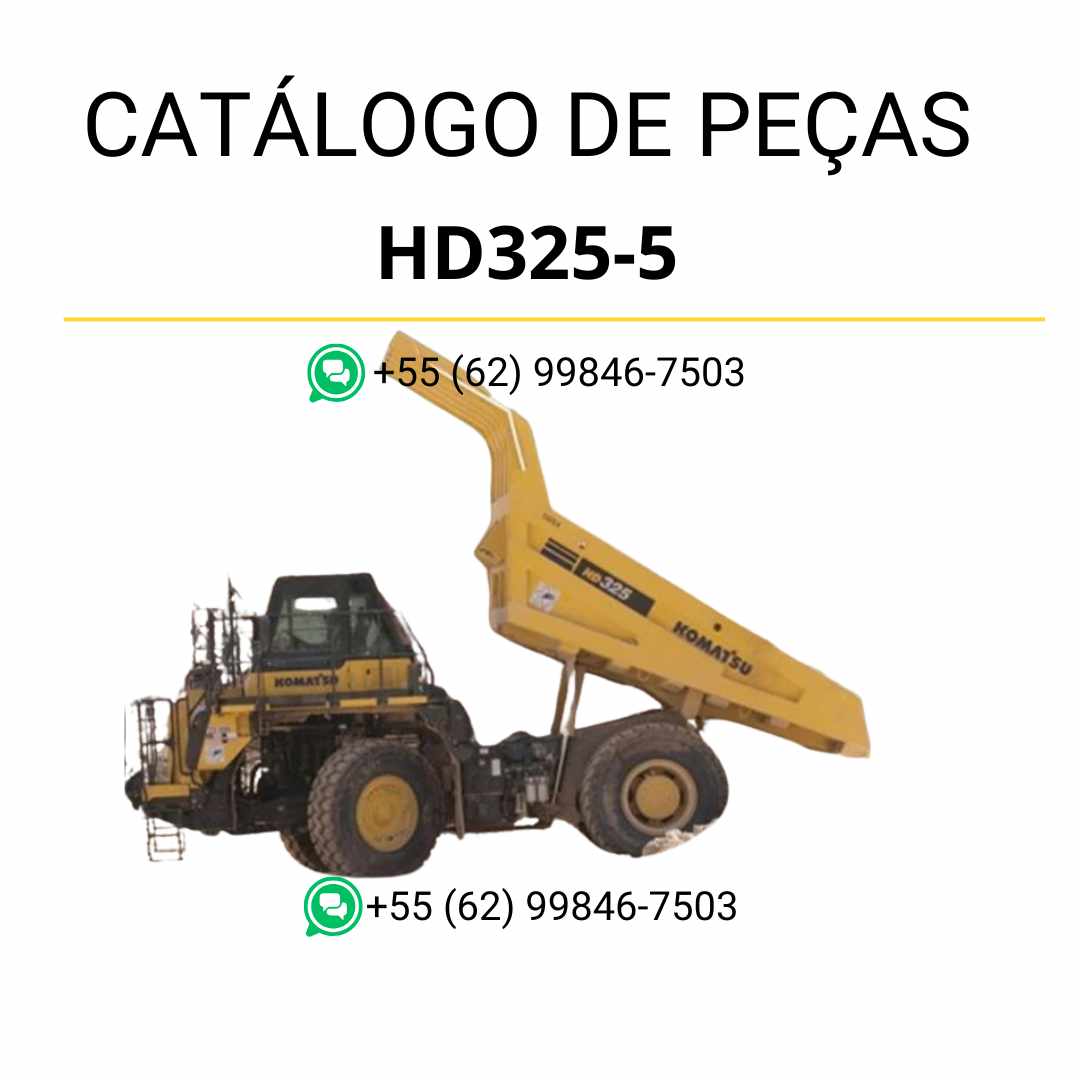 Catálogo de peças Komatsu HD325-5 em PDF com diagramas técnicos e lista completa de componentes originais para caminhões basculantes