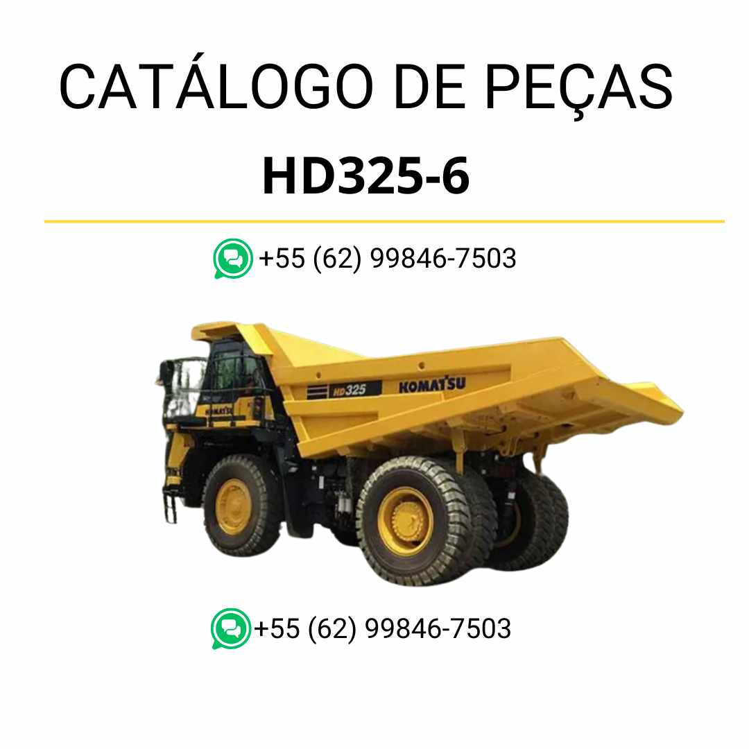 Catálogo de peças Komatsu HD325-6 em PDF com diagramas detalhados e lista completa de componentes originais para caminhão basculante