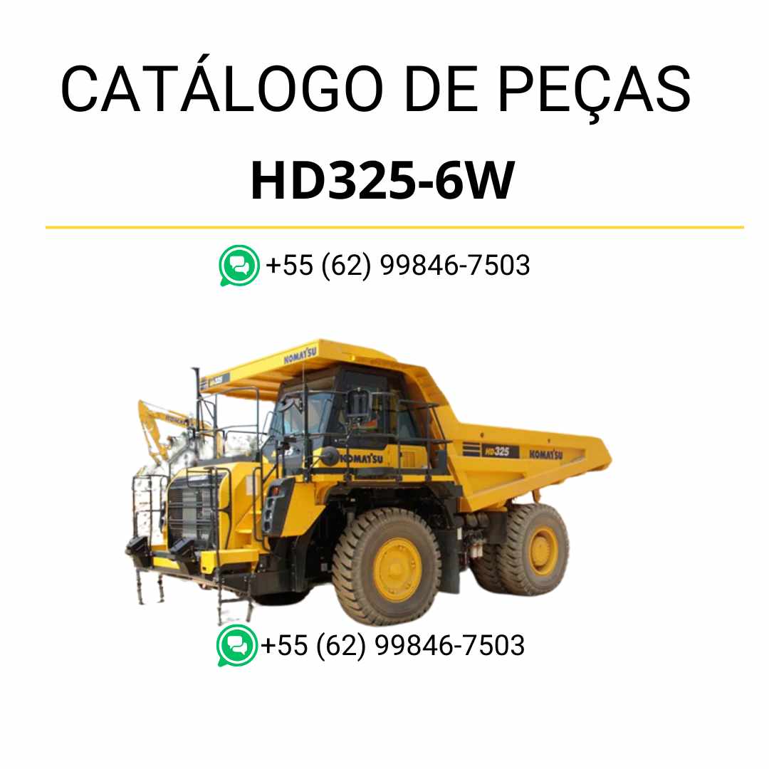 Catálogo de peças Komatsu HD325-6W em PDF com ilustrações técnicas precisas e lista detalhada de componentes originais do caminhão basculante