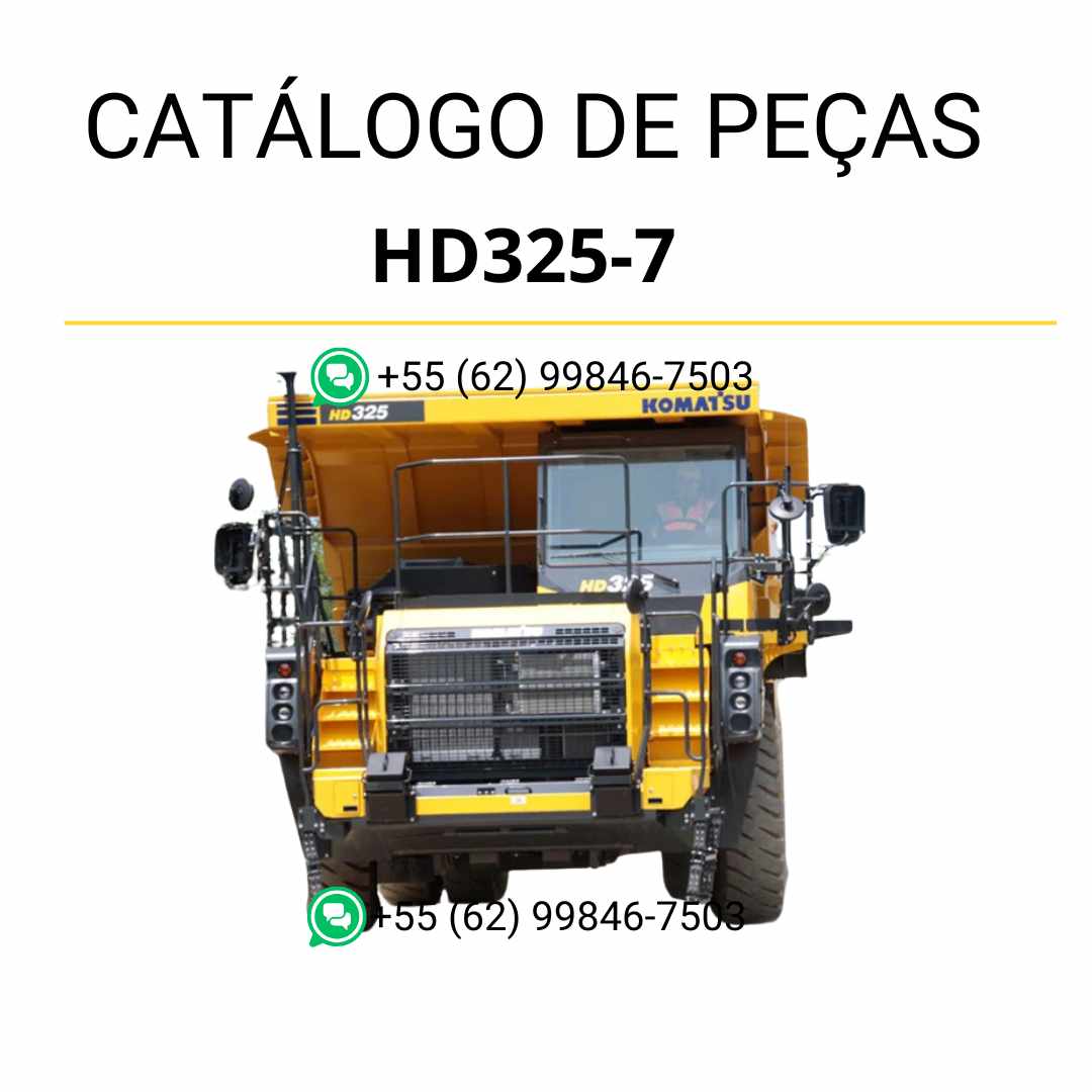 Catálogo de peças Komatsu HD325-7 em PDF com ilustrações técnicas e lista detalhada de componentes originais para manutenção de caminhões basculantes