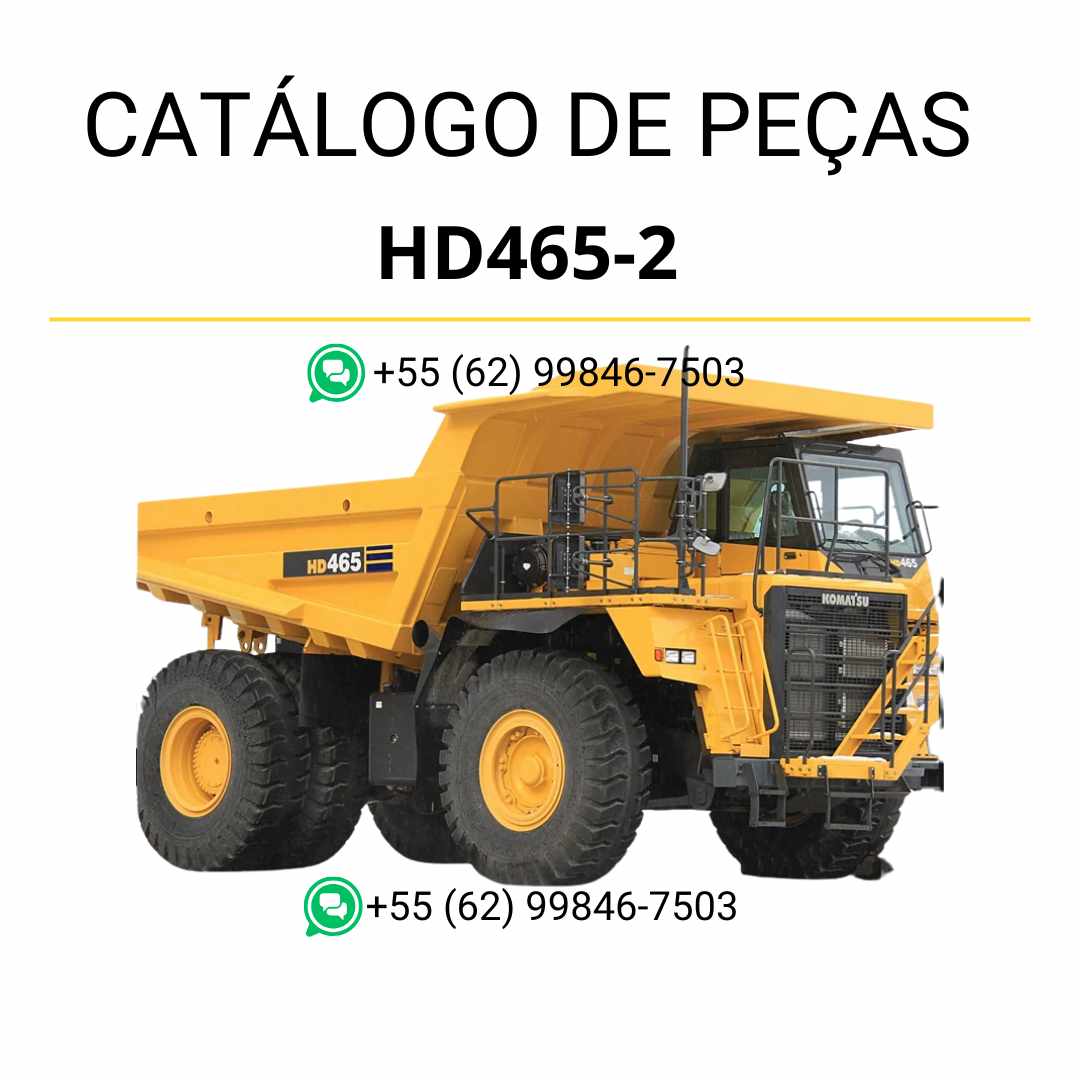 Catálogo de peças Komatsu HD465-2 em PDF com diagramas ilustrados e lista detalhada de componentes originais para manutenção completa