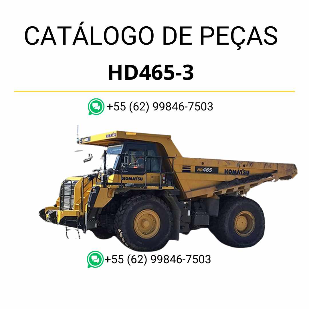 Catálogo de peças Komatsu HD465-3 em PDF com diagramas técnicos detalhados e identificação completa de componentes originais do caminhão basculante