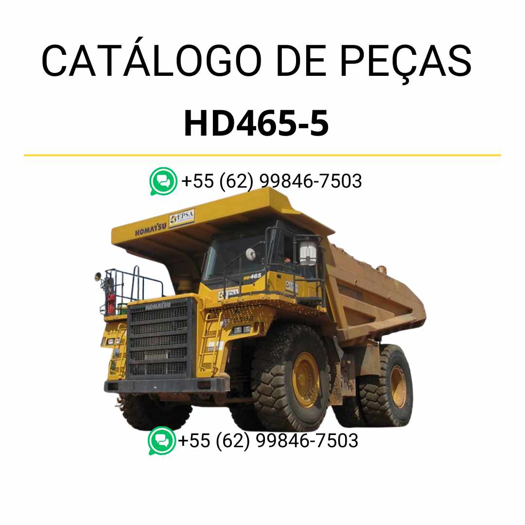 Catálogo de peças Komatsu HD465-5 em PDF com ilustrações detalhadas e lista completa de componentes originais do caminhão basculante