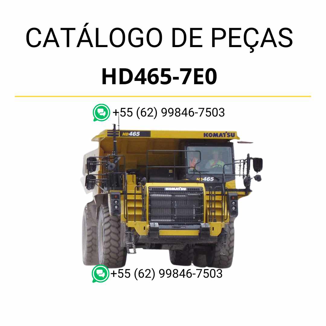 Catálogo de peças Komatsu HD465-7E0 em PDF com ilustrações técnicas detalhadas e lista completa de componentes do caminhão basculante