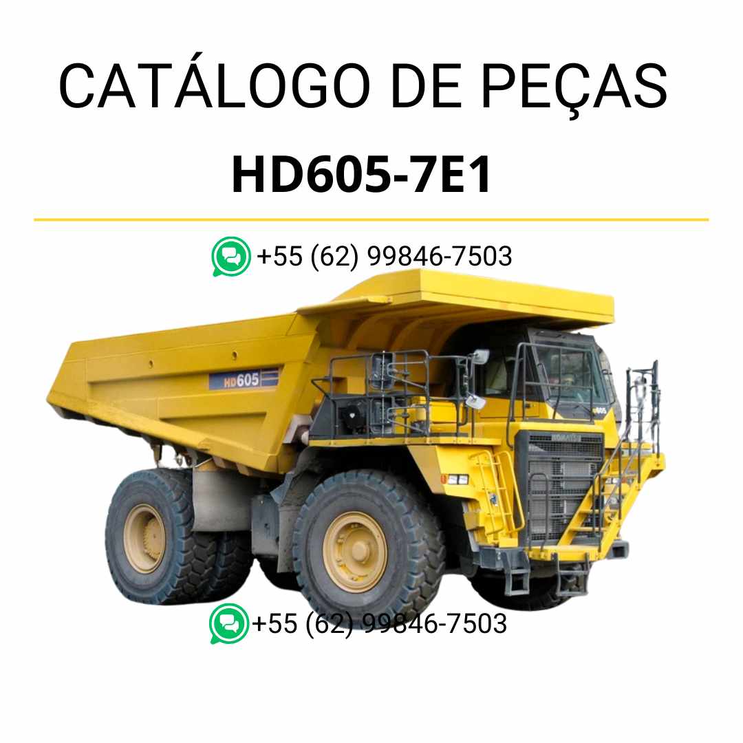 Catálogo de peças Komatsu HD605-7E1 em PDF com diagramas técnicos e relação completa de componentes originais do caminhão basculante