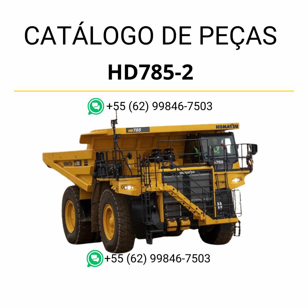 Catálogo de peças Komatsu HD785-2 em PDF com diagramas ilustrativos e lista completa de componentes originais do caminhão basculante