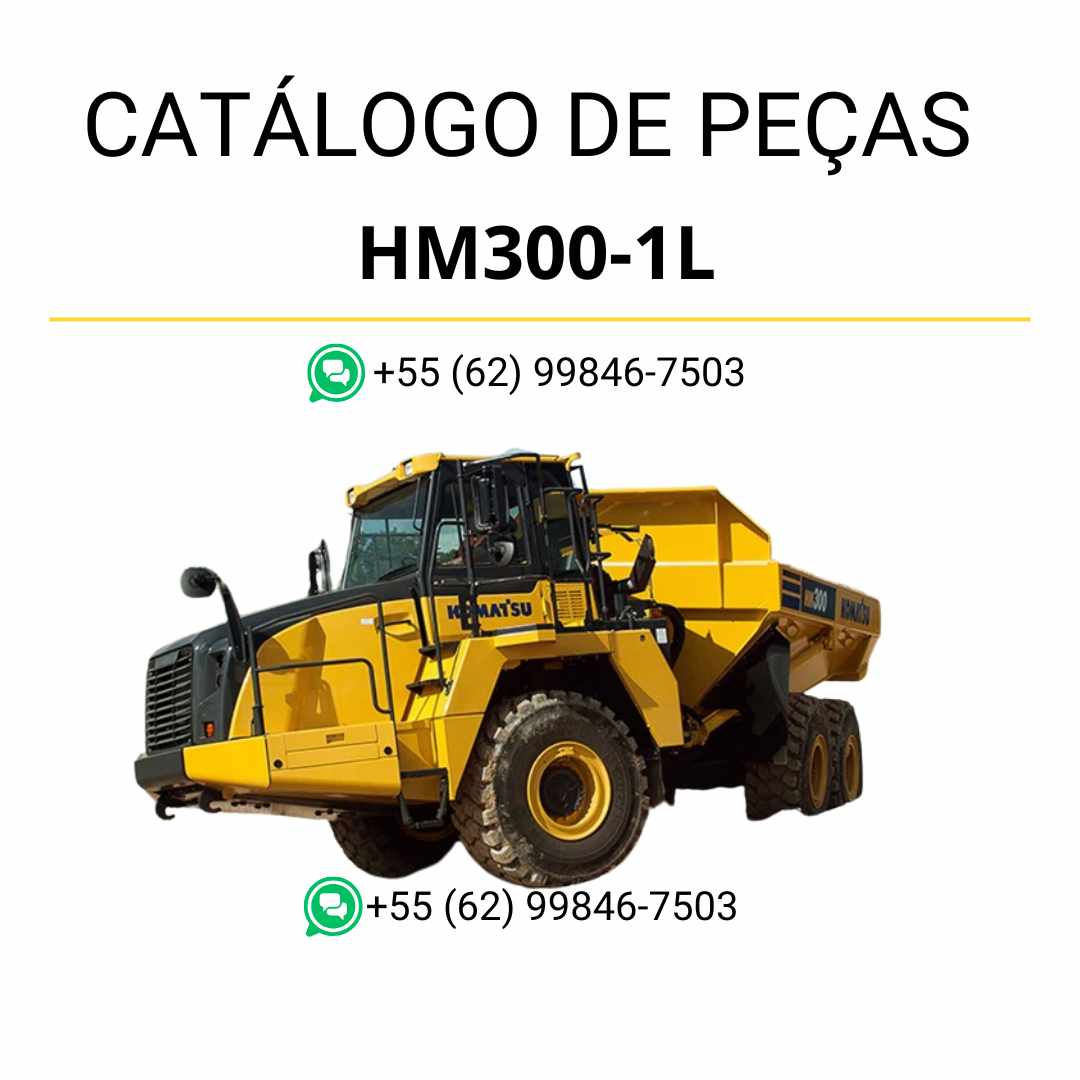 Catálogo de peças Komatsu HM300-1L em PDF com diagramas técnicos e lista completa de componentes originais de caminhões basculantes