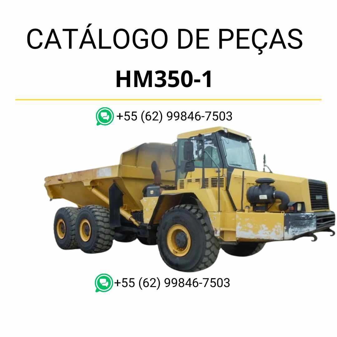 Catálogo de peças Komatsu HM350-1 em PDF para caminhões basculantes, com ilustrações técnicas e lista completa de componentes originais