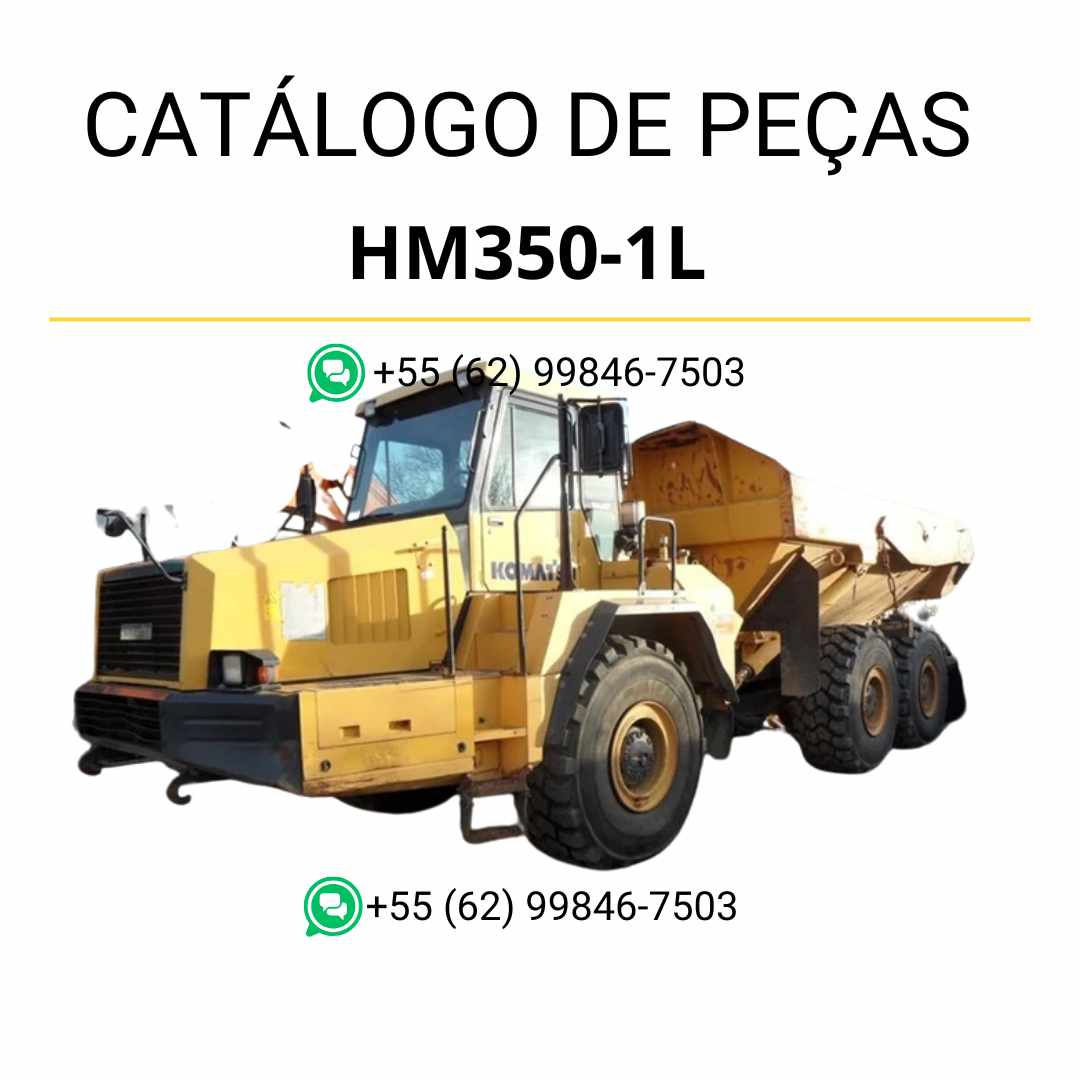 Catálogo de peças Komatsu HM350-1L em PDF para caminhões basculantes, com diagramas técnicos e lista completa de componentes originais