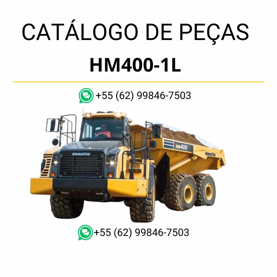 Catálogo de peças Komatsu HM400-1L em PDF para caminhões basculantes, com diagramas técnicos e identificação detalhada de componentes originais