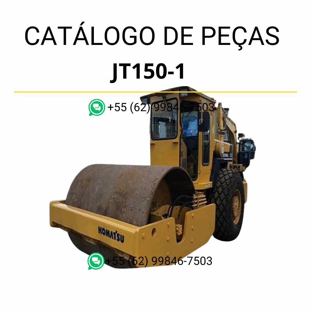 Catálogo de peças Komatsu JT150-1 em PDF para rolos compactadores, com diagramas detalhados, vistas explodidas e identificação precisa de componentes originais