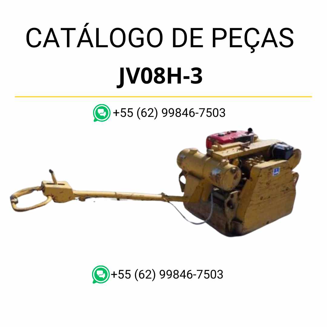Catálogo de peças Komatsu JV08H-3 em PDF para rolos compactadores, com diagramas técnicos detalhados e identificação de componentes originais