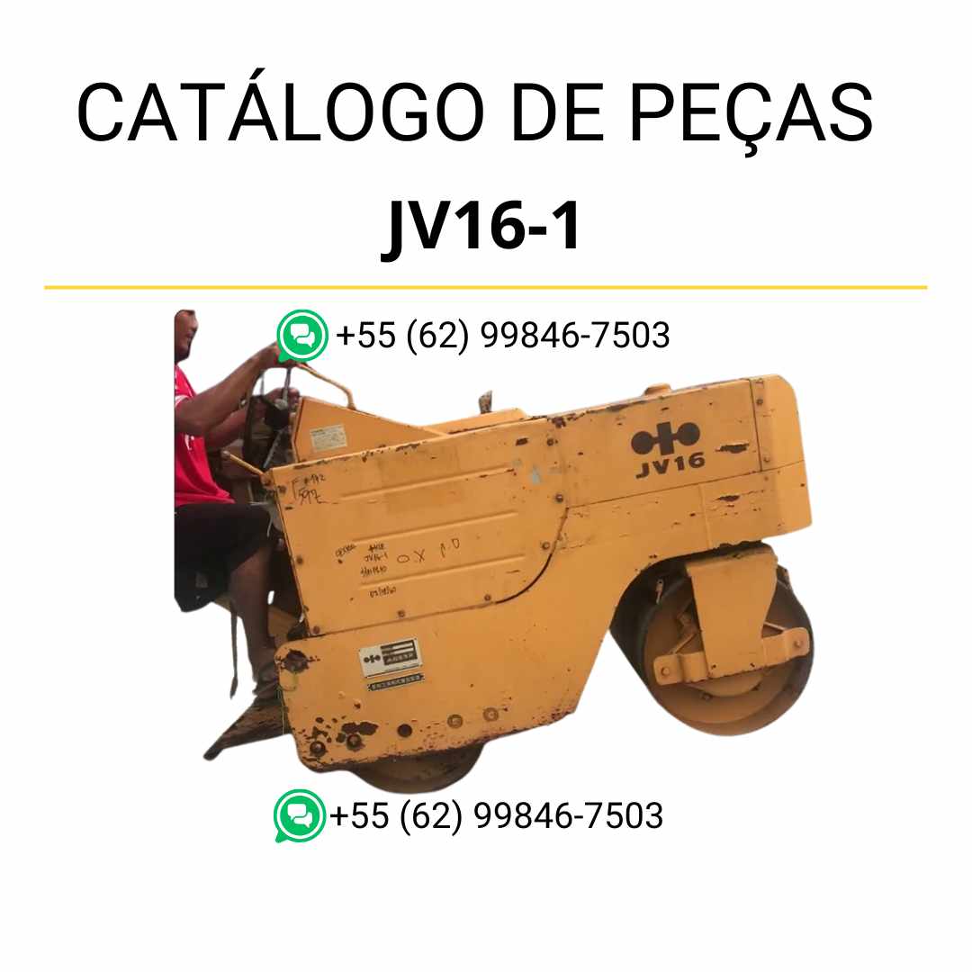 Catálogo de peças Komatsu JV16-1 em PDF para rolos compactadores, incluindo ilustrações técnicas e tabela completa de componentes originais