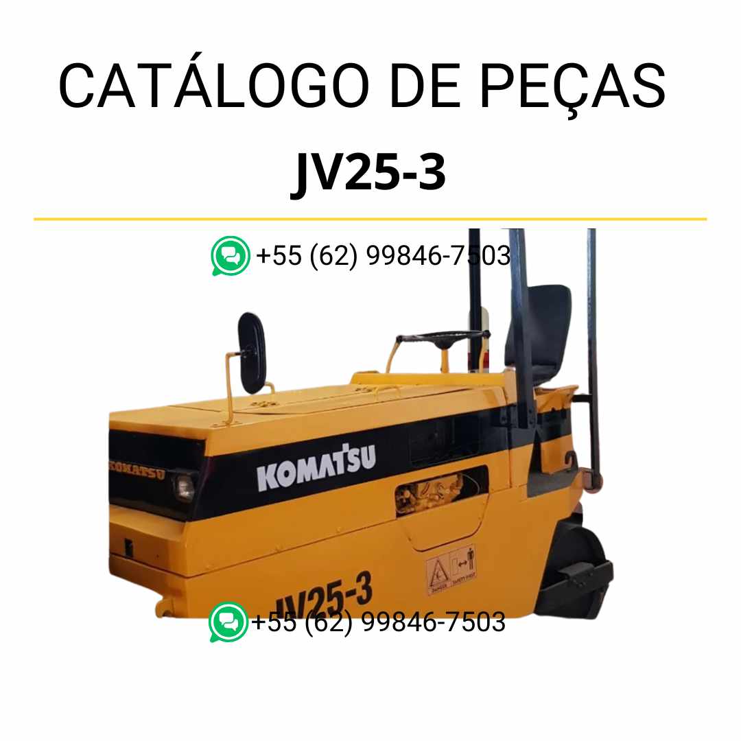 Catálogo de peças Komatsu JV25-3 em PDF para rolos compactadores, com ilustrações detalhadas e lista completa de componentes originais