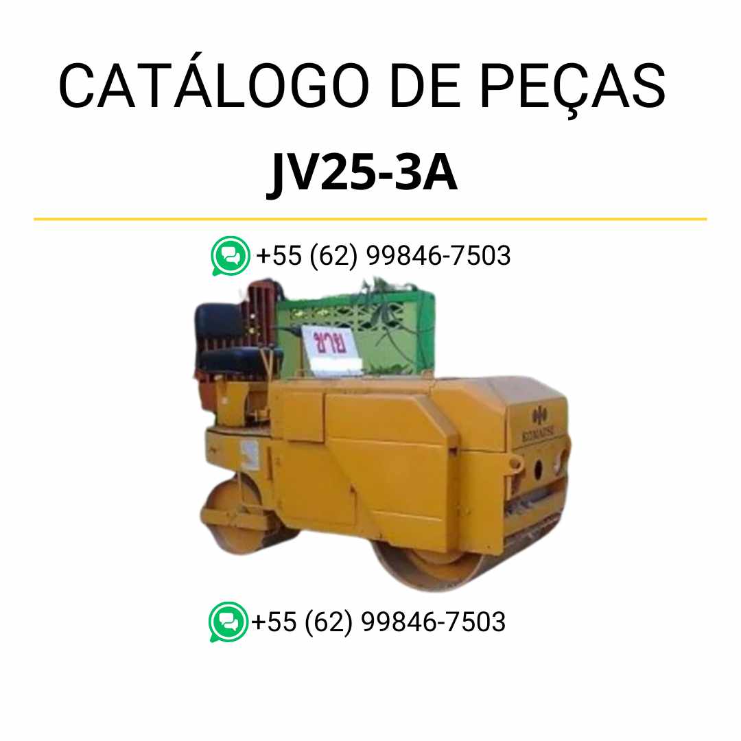 Catálogo de peças Komatsu JV25-3A em PDF para rolos compactadores, com ilustrações técnicas detalhadas e lista completa de componentes originais
