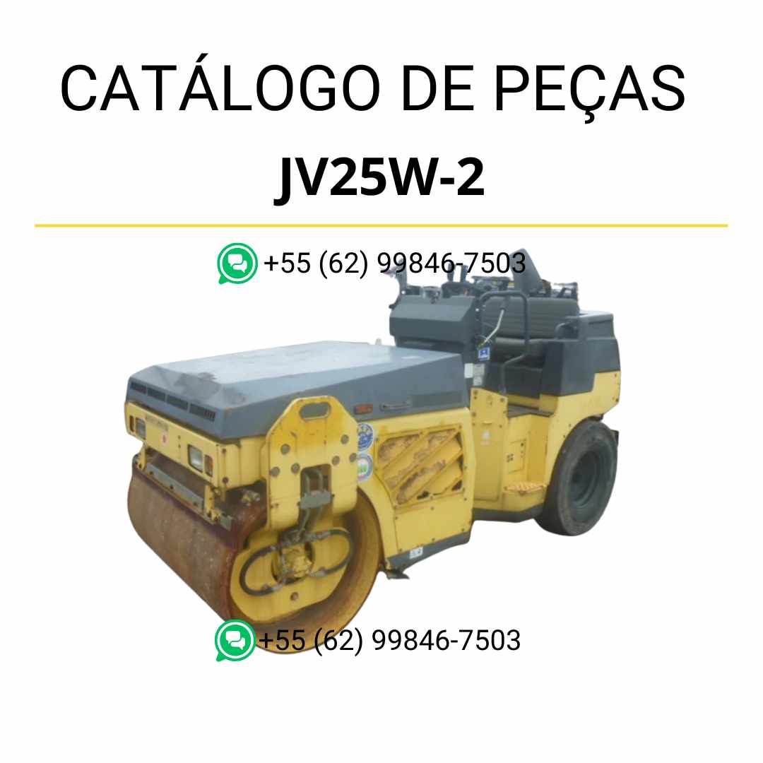 Catálogo de peças Komatsu JV25W-2 em PDF para rolos compactadores, com ilustrações técnicas e identificação precisa de peças originais