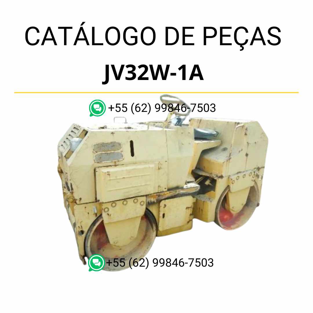 Catálogo de peças Komatsu JV32W-1A em PDF para rolos compactadores, com ilustrações técnicas precisas e lista completa de componentes originais