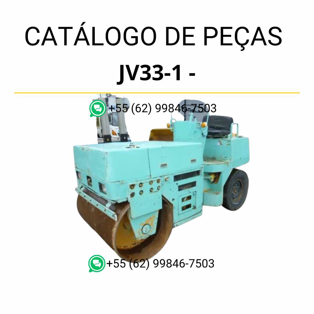 Catálogo de peças Komatsu JV33-1 em PDF para rolos compactadores, com diagramas técnicos detalhados e lista completa de componentes originais