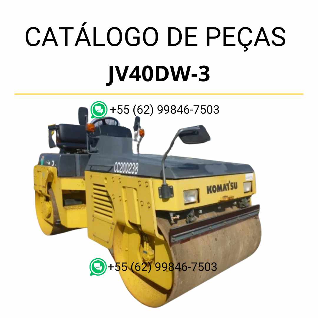 Catálogo de peças Komatsu JV40DW-3 em PDF para rolos compactadores, com diagramas técnicos e lista completa de componentes originais