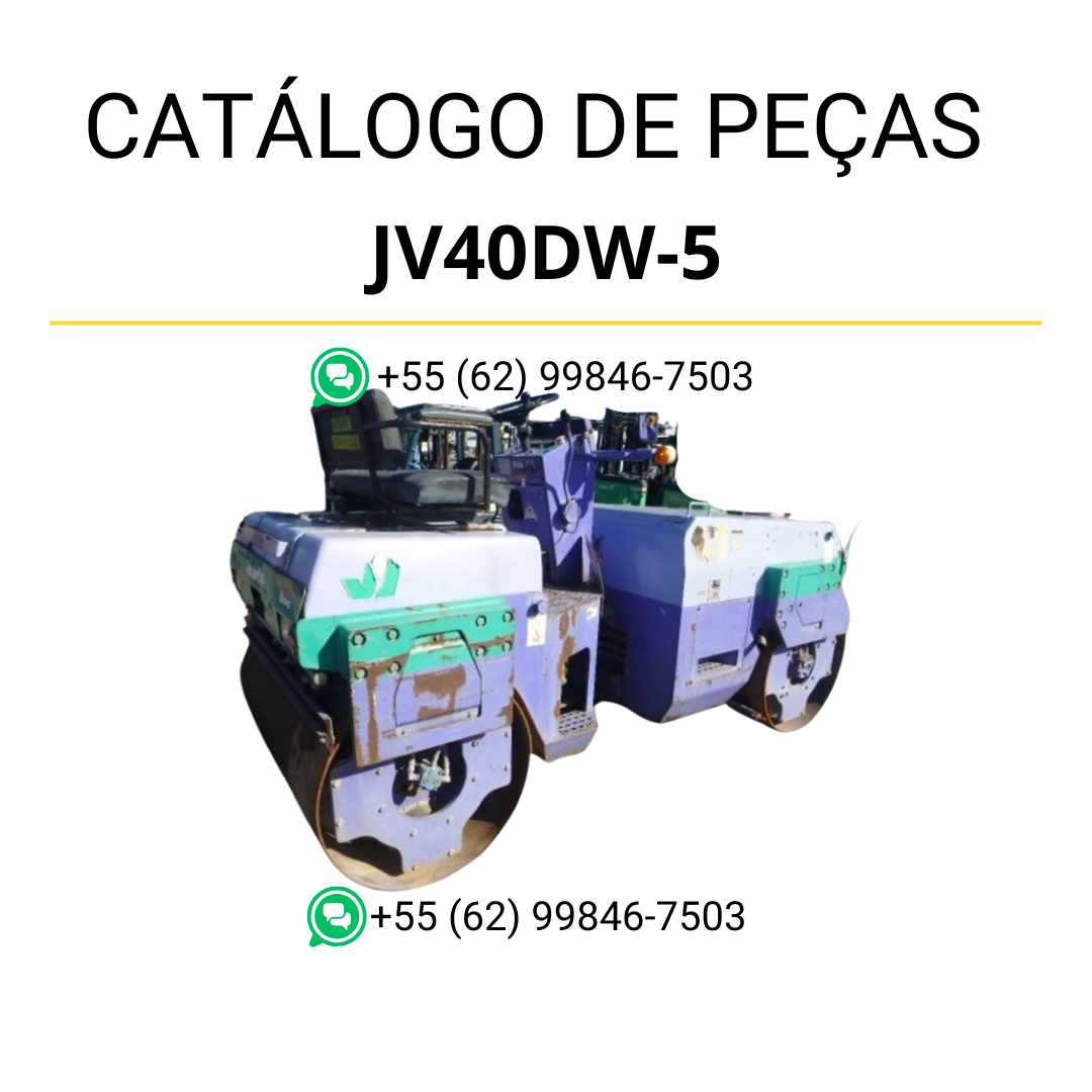 Catálogo de peças Komatsu JV40DW-5 em PDF para rolos compactadores, com ilustrações técnicas detalhadas e identificação precisa de peças originais