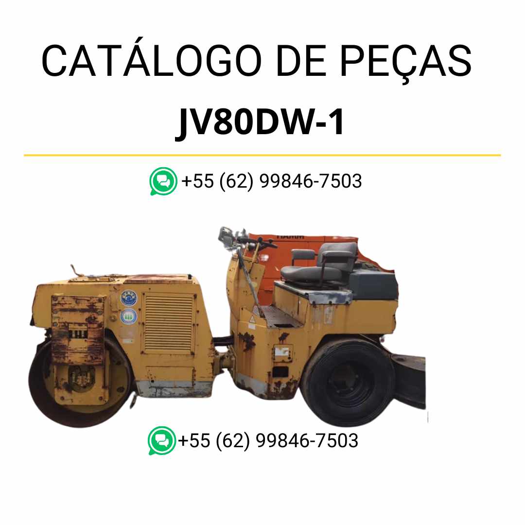 Catálogo de peças Komatsu JV80DW-1 em PDF para rolos compactadores, com diagramas técnicos completos e identificação detalhada de componentes originais