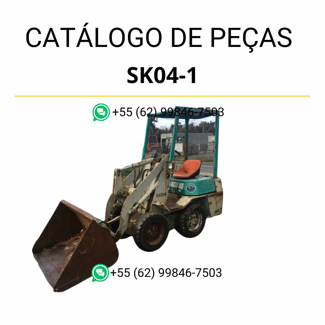 Catálogo de peças Komatsu SK04-1 em PDF para minicarregadeiras, com ilustrações detalhadas e guia completo de componentes originais