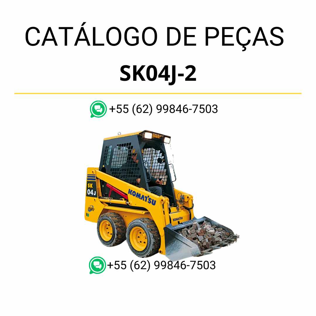 Catálogo de peças Komatsu SK04J-2 em PDF para minicarregadeiras, com ilustrações detalhadas e lista completa de componentes originais